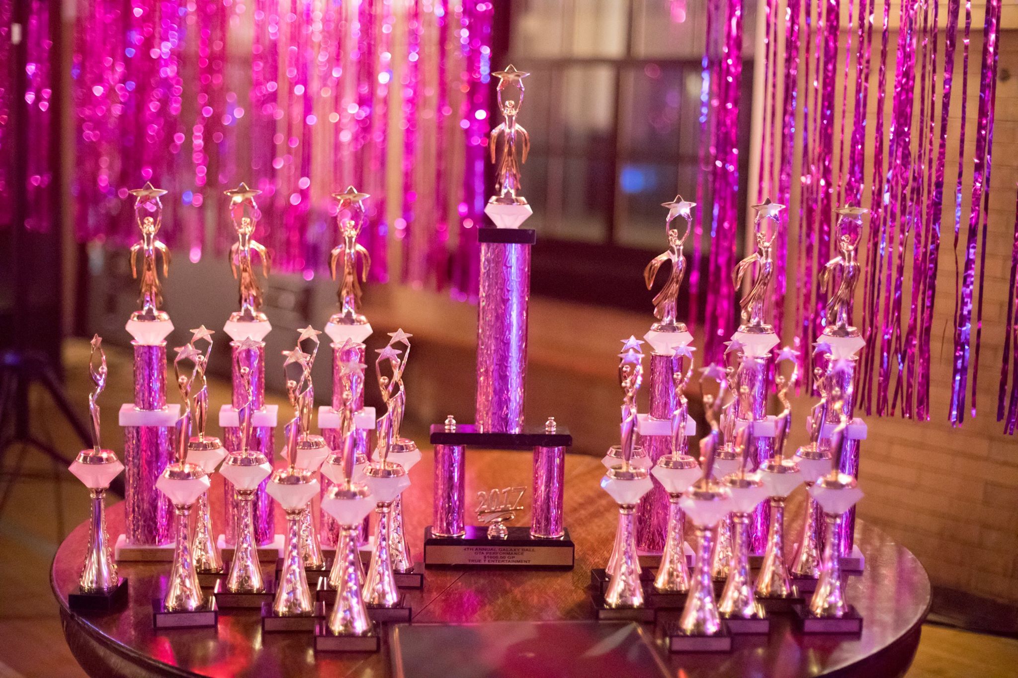 Trophies at Galaxy Ball @ Ace Hotel PGH. Image by Mark Simpson photography.