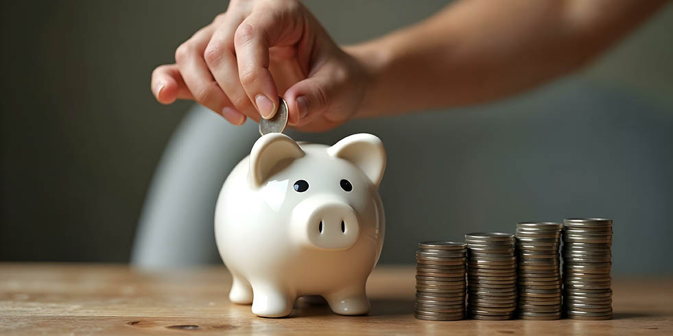 Saving through your piggy bank.