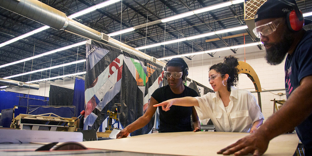 Protohaven's former director of education teaches a class in their shop. The organization engages people in the process of making things to enrich individual lives, build thriving communities, and contribute to a vibrant, sustainable society.