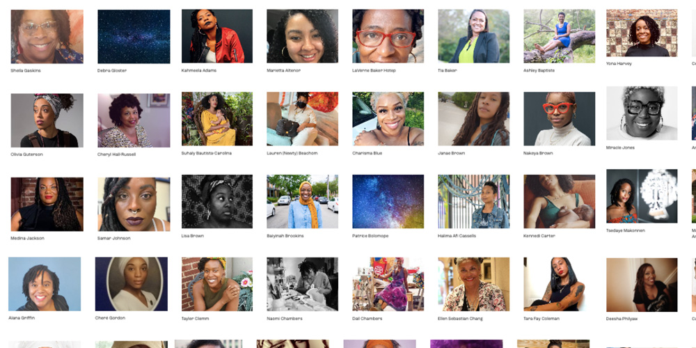 A screenshot of the Network page on the Sibyls Shrine website, showcasing just a few of the Black artists who m/other in the collective.
