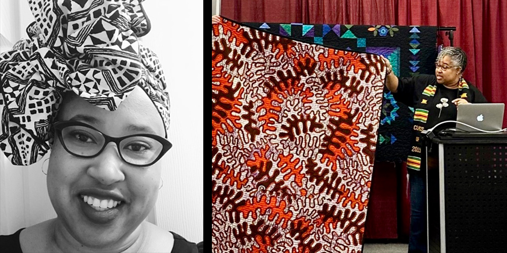 Photo credit: Elizabeth J. Tucker taken at Howard's 2023 Great Wisconsin Quilt Show Lecture, Kente Quilts: My Journey.