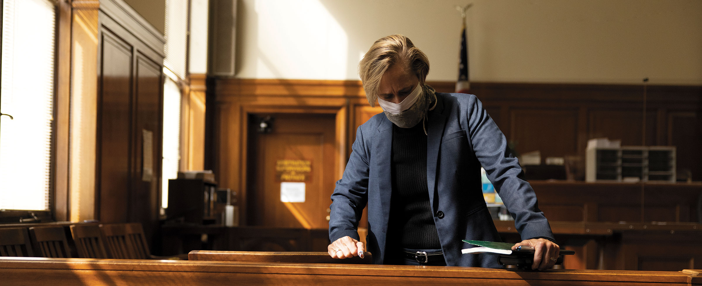 Attorney Dianne S. Wainwright, deputy court administrator, Allegheny County Court of Common Pleas, Civil Division, contemplates how best to manage Housing Court cases and the Help Desk during a time of unprecedented rent delinquencies resulting from high unemployment during COVID shutdowns. Image by Joshua Franzos.