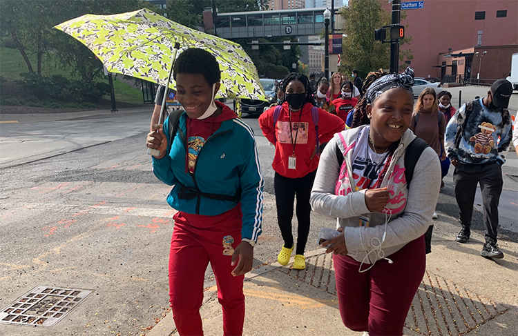 Grantee organization ARYSE, the Alliance for Refugee Youth Support and Education, is a student-centered organization supporting immigrant and refugee youth in becoming engaged, confident and celebrated. From left, Masoka, Chantele and Salha are members of the organization’s After School Club, which meets at Duquesne University. The club helps immigrant and refugee high school students overcome educational and social barriers. (Last names withheld at the request of ARYSE.) (Photo provided by ARYSE.)