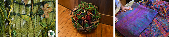 Yarn, hand dyed by Kemp, hangs in her studio inside of Union Project in Pittsburgh, Pa. on Aug, 5, 2022. Photos by Emma Truscott.