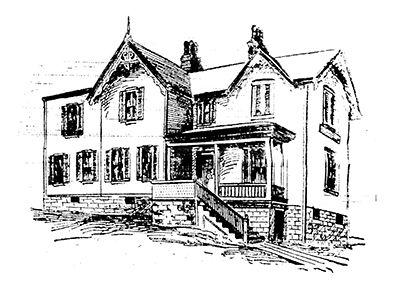 An illustration of the Lemington Home for the Aged from archival documents.