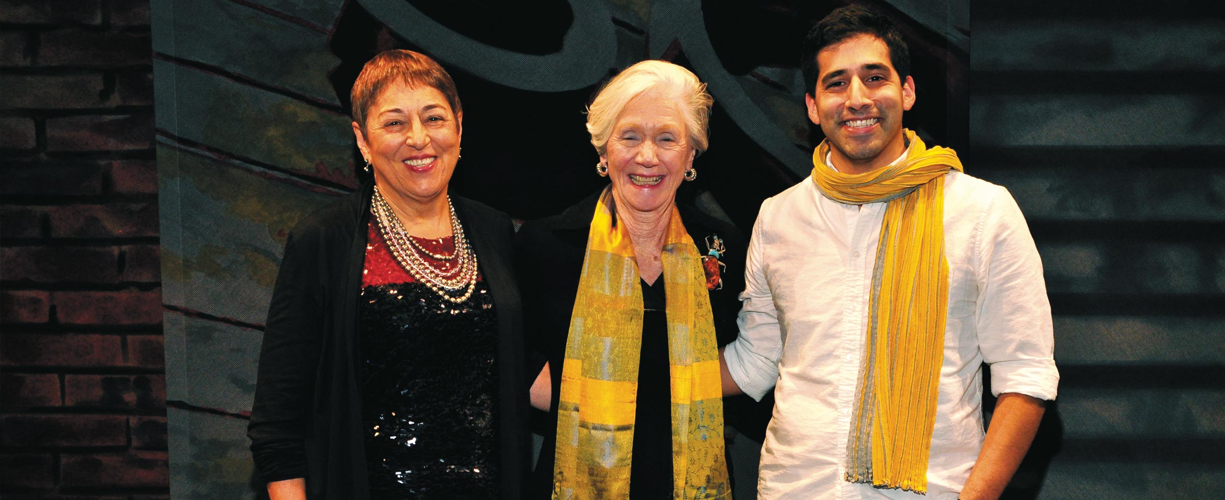 Carol R. Brown, center, with 2012 awardees Toi Derricotte and John Peña at the ceremony naming the program after Brown.