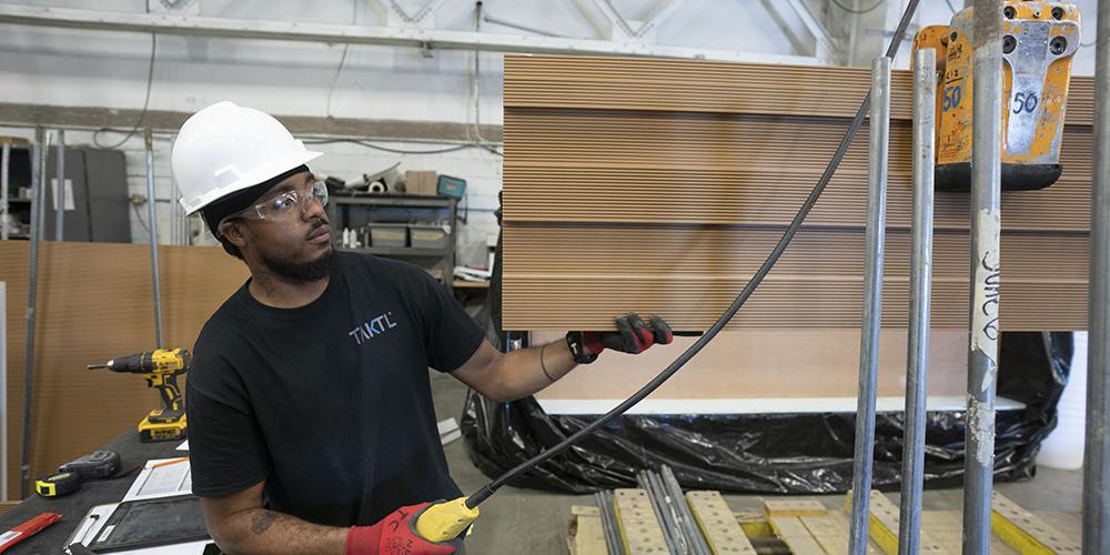 Army veteran Terrance Cook works in the crating department at TAKTL in Turtle Creek. When Terrance needed a second job to support his family, Pittsburgh Hires Veterans located a nearby employer and made the connection.
