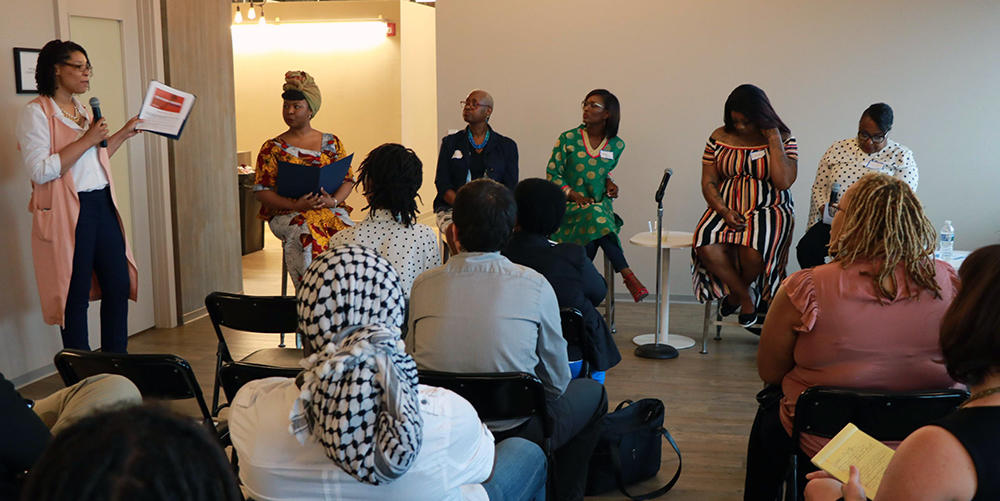 Michelle McMurray speaks to Small and Mighty grantees at a the "Mobilize Your Mission" panel discussion and strategy session.