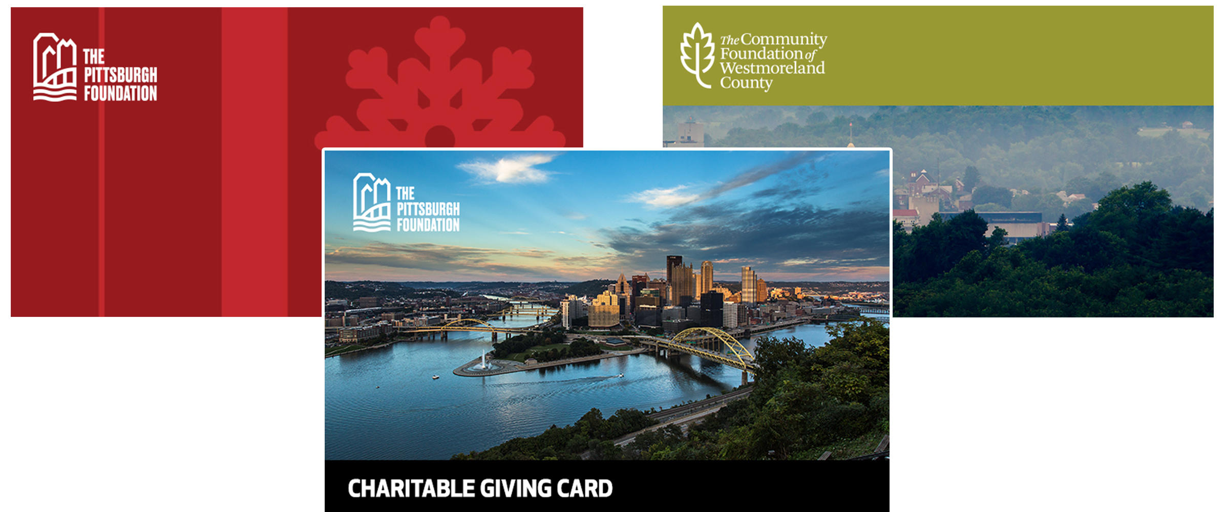 Charitable Giving Cards are available in three designs and in any denomination over $25.