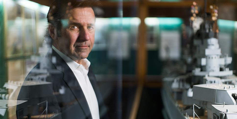 Donor Joe Fairbanks, a U.S. Navy veteran pictured here at Soldiers and Sailors Memorial Hall and Museum, credits his career in high-tech sales to his time in the military. Now he works to help other veterans successfully transition to civilian life.