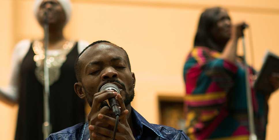 French-speaking singer Nathan Kimbeni, originally from the Democratic Republic of the Congo, began connecting with other immigrants through Afrika Yetu after arriving in Pittsburgh in 2014.