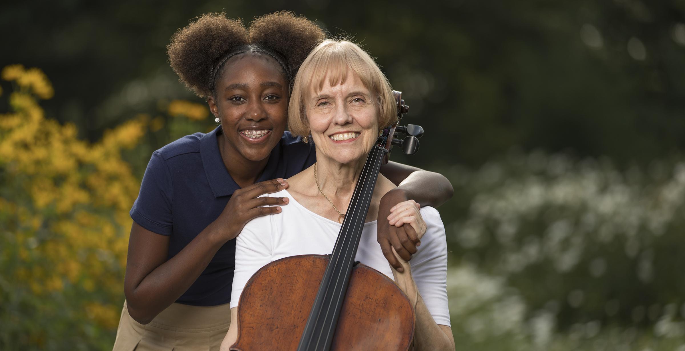 Charlotta Ross shares the gift of music education through the Paul J. and Charlotta Ross Young Musician’s Fund. She is pictured here with granddaughter, McKenzie. Family members are not eligible for scholarships. 
