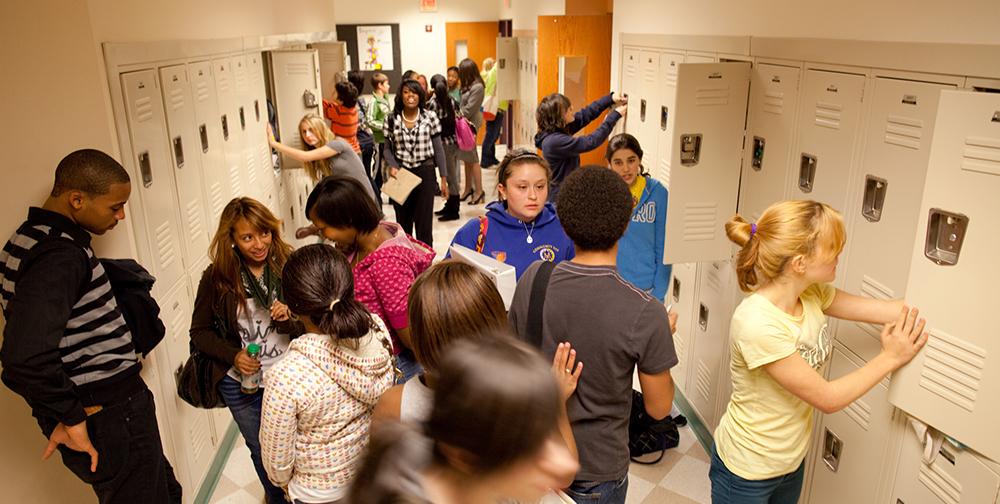 Students in the hallway at Pittsburgh CAPA.